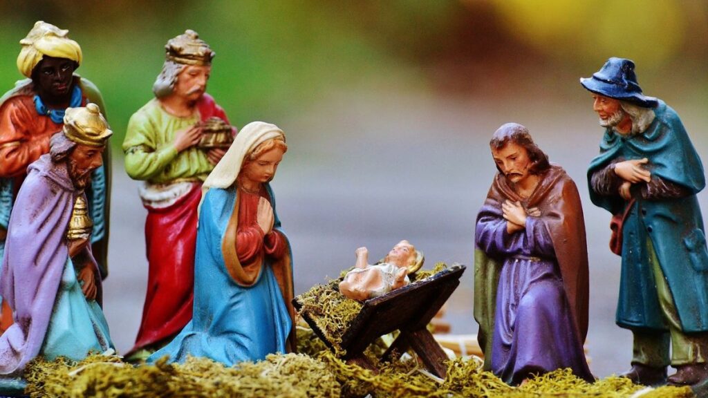 Nativity scene for scavenger hunt