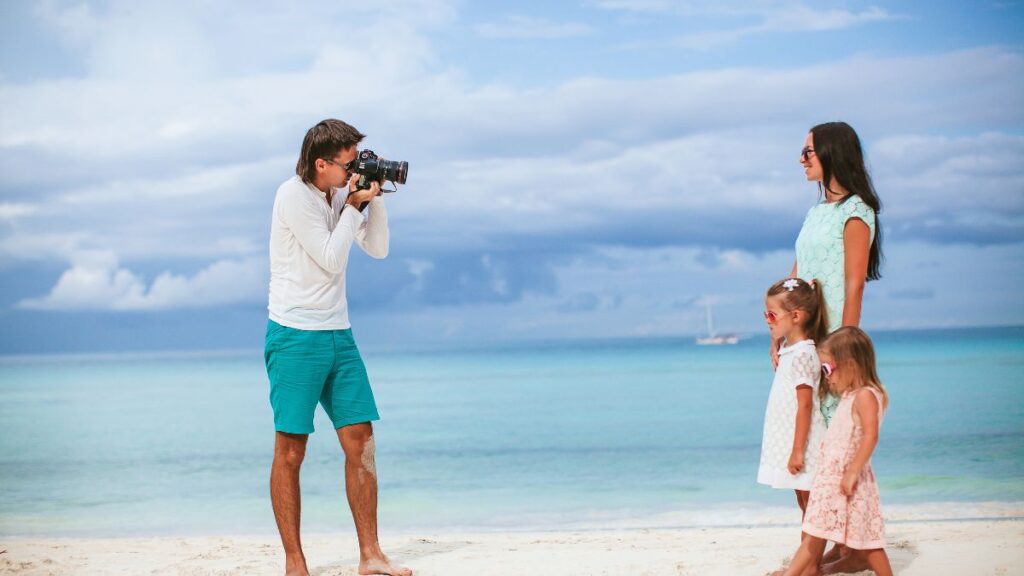 family photo on the beach